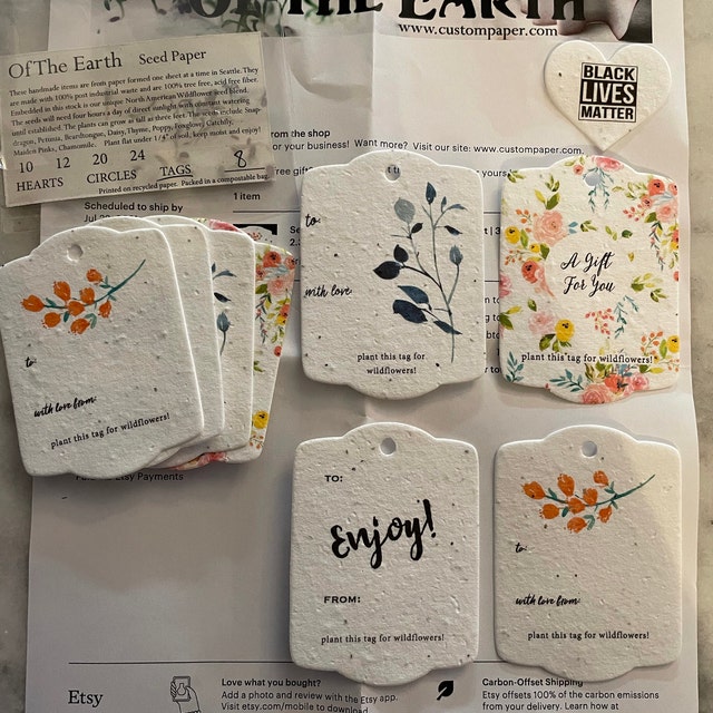 seed paper tags with to and from message