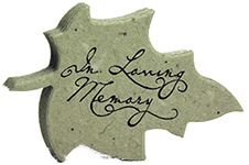 seed paper leaf in green with in loving memory print